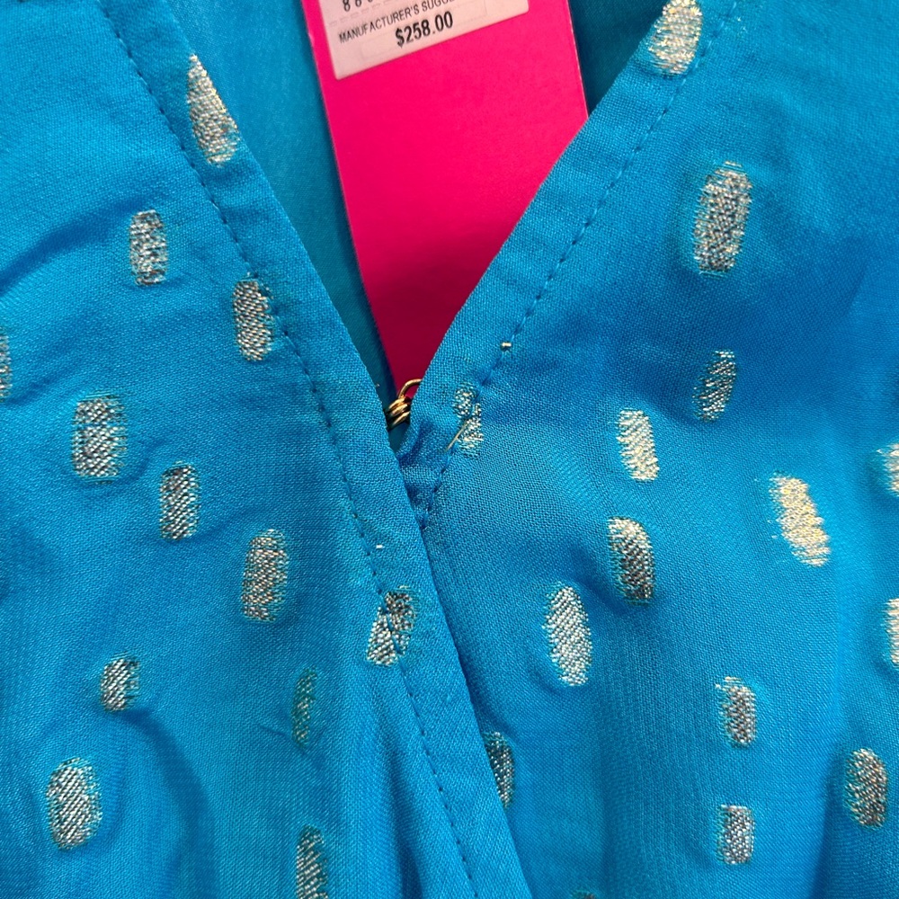 Lilly Pulitzer Blue Sleeveless V-Neck Midi Sundress - Picture 10 of 13